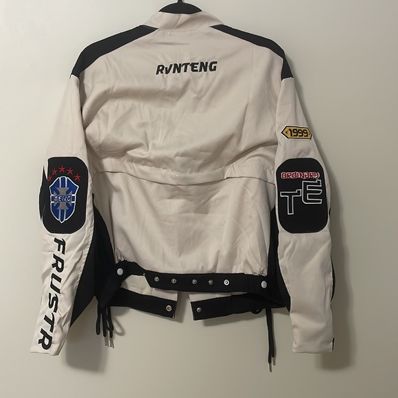 Fashion Nova - Flaming Convertible Racing Jacket - Taupe/Combo - Size S - Picture 3 of 4